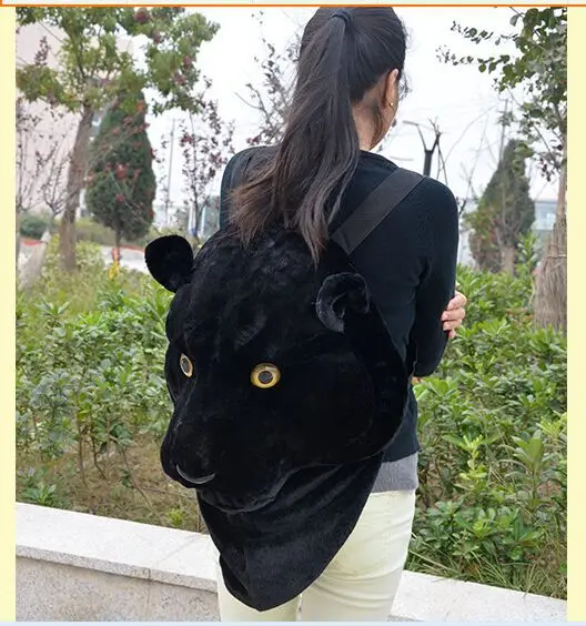 Новый креативный черный рюкзак с головой леопарда мягкий подарок кукла | Игрушки