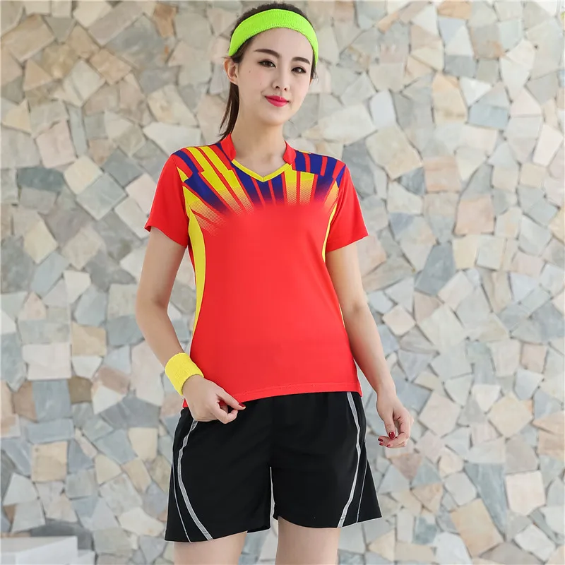 Women Sports Suit 3 Летняя Мужская и Женская теннисная Джерси, дышащая теннисная одежда, теннисная рубашка для настольного тенниса, одежда для бадминтона, футболки для пинг-понга, спортивная одежда - Цвет: Women Sports Suit 3