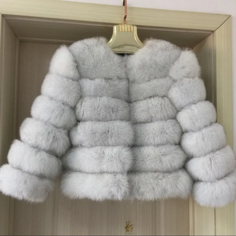 Women Warm Real Fox Fur Coat Short Winter Fur Jacket Outerwear Natural Blue Fox Fur Coats for Women