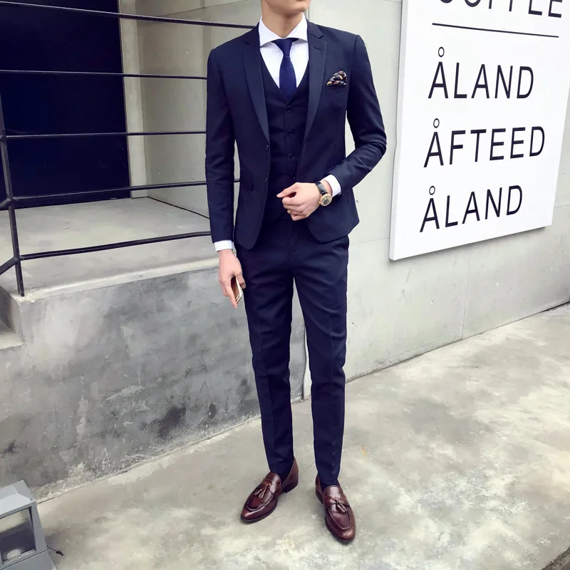 Костюм Homme Mariage облегающие деловые костюмы из 3 предметов мужские однобортные