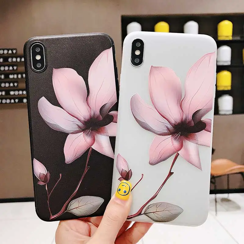 Мягкие чехлы Boucho из ТПУ для iPhone 7 plus 6 6s 8 3D рельефный чехол с цветочным рисунком
