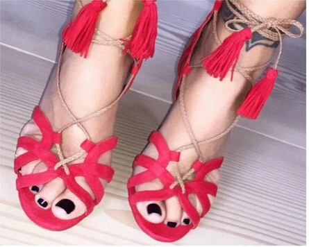 Шнуровка женщины сандалии открытый носок лето обувь сексуальный высокая высокие