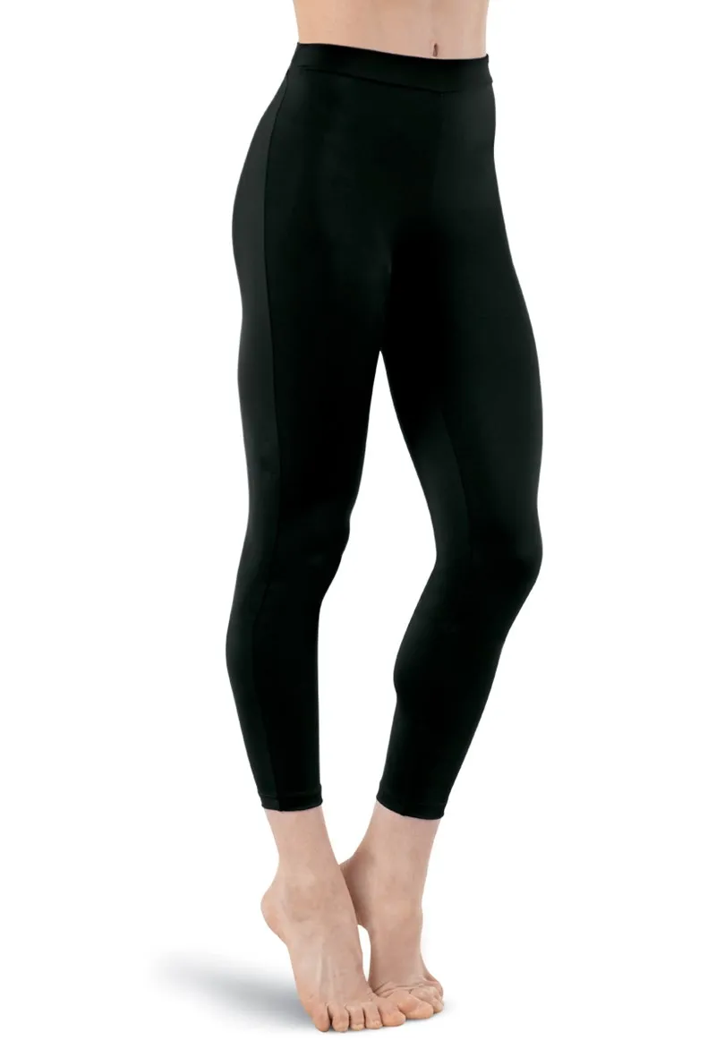 ICOSTUMES Womens Cropped-length matte nylon/spandex leggings mid-rise waistband free shipping