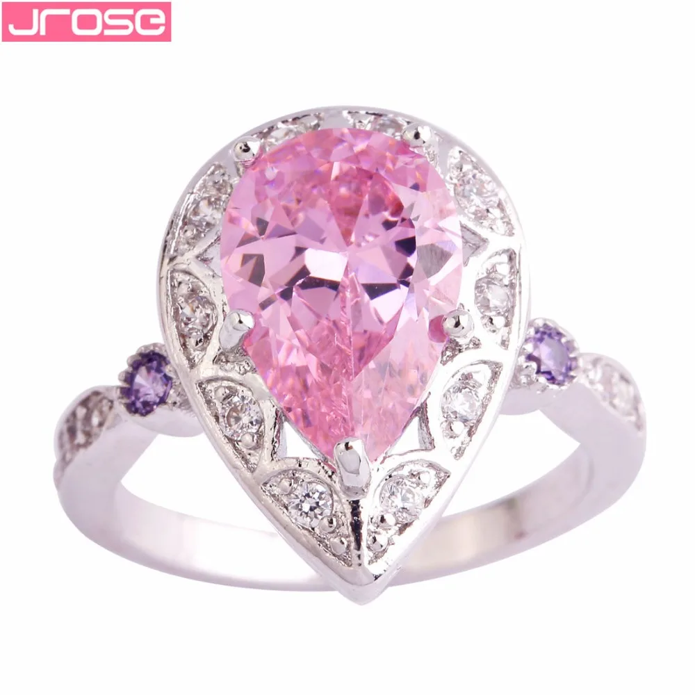 Jrose модное серебряное кольцо в виде капель с красным розовым фиолетовым и белым