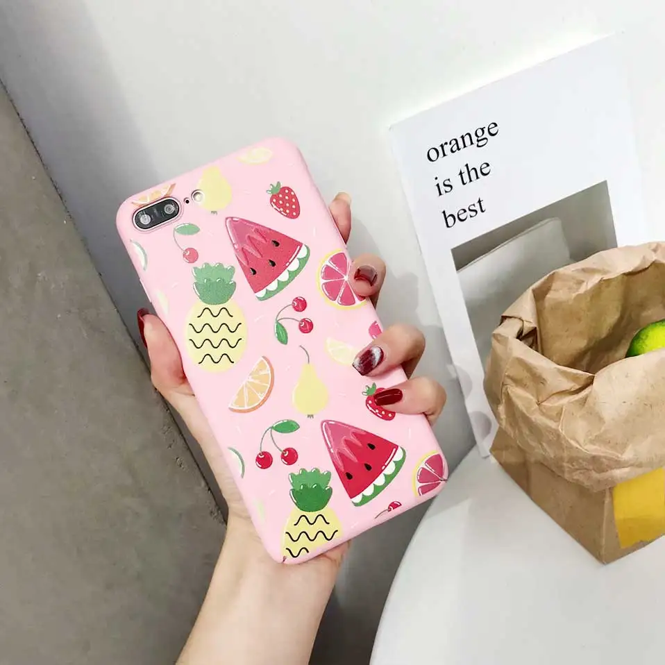 Чехол для iPhone X 7 8 6 розовый Фрукты Арбуз назад случаи 6s Plus охватывает