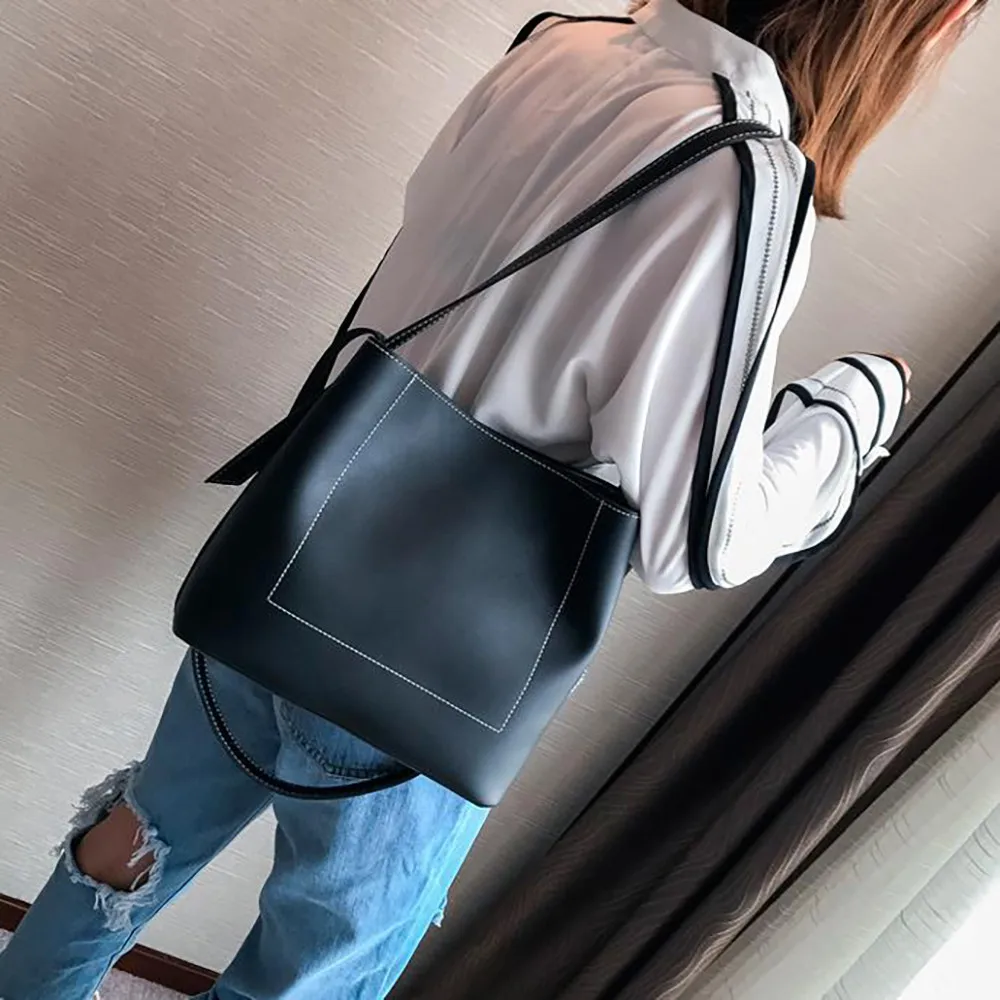 Большая Сумка простая дикая сумка-мешок женская сумка Slung большая через плечо Feb18