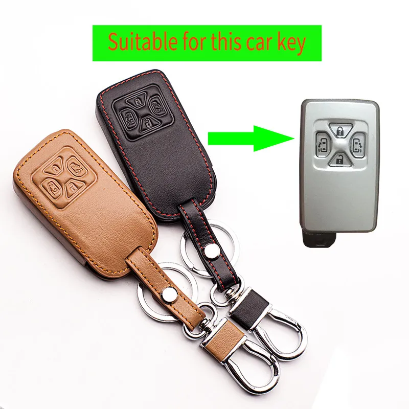 Умный кожаный чехол без ключа с 4 кнопками для Toyota Previous Prius, защитный чехол для ключей, аксессуары для автомобильных ключей