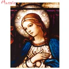 Алмазная 5D картина сделай сам, вышивка крестиком, красивое лицо Девы Марии, полная выкладка, квадратная картина Стразы