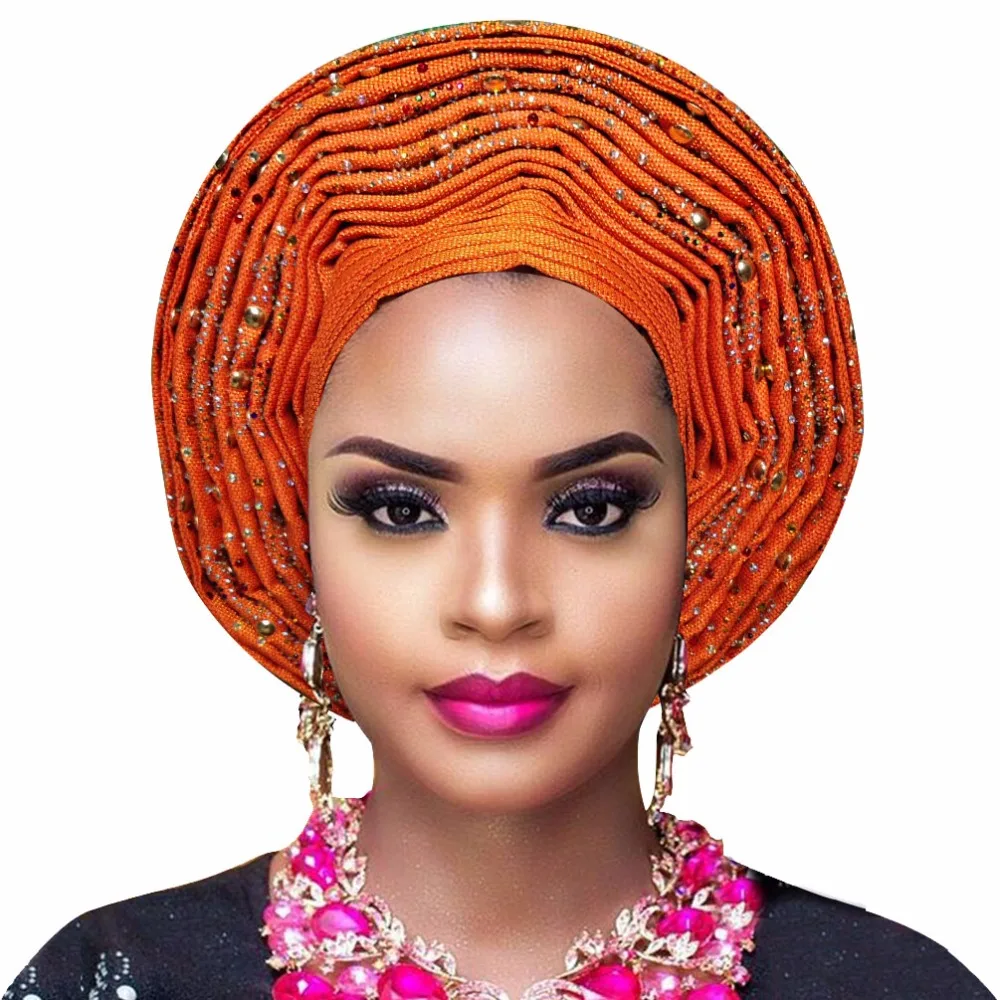 В нигерийском стиле ASO OKE геле повязка на голову в африканском стиле на свадьбу Женская повязка на голову женская мода тюрбан довольно ASO OKE тюрбан