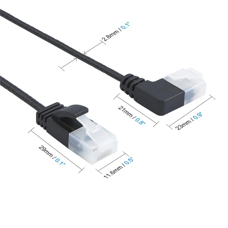 Ультратонкий сетевой коммутационный кабель Cat6a Ethernet с левым углом UTP Cat 6a
