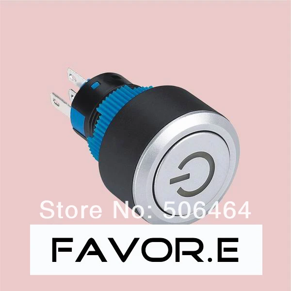 

22mm IP65 waterproof power signs illuminated LED 1NO 1NC Latching Push Button light Switch PIN terminal