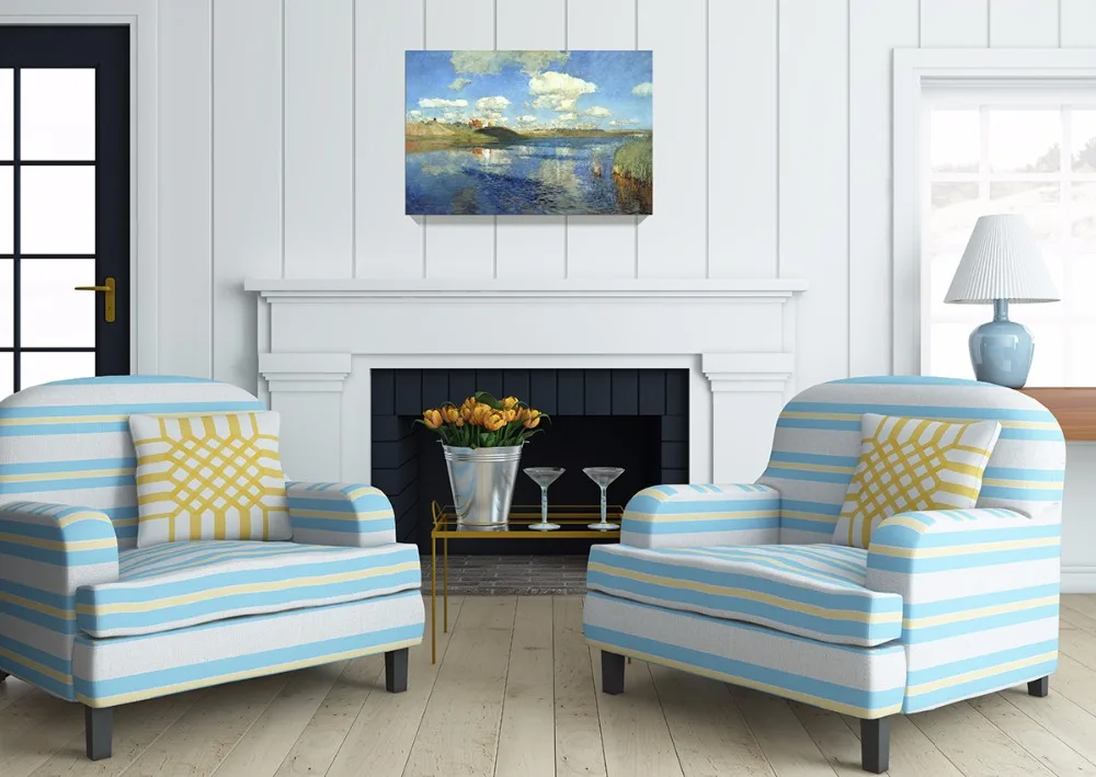 Левитан пейзаж озеро Холст Картина Декор стены жикле искусства фотографии для