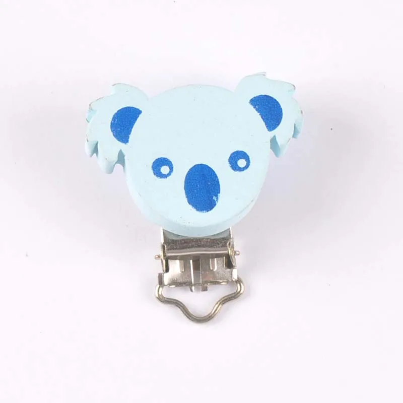 Koala-2 blue 2pcs 2-4 шт. окрашенные деревянные детские соски зажимы младенческой милый коала пустышка застежка кулон для ювелирных изделий ручной работы MT2194 - Metal color: Koala-2 blue 2pcs