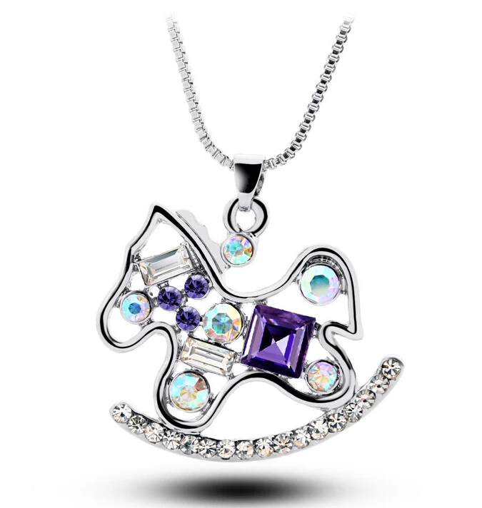 Высокое качество хрустальное ожерелье Кресло-Качалка лошадь мультфильм