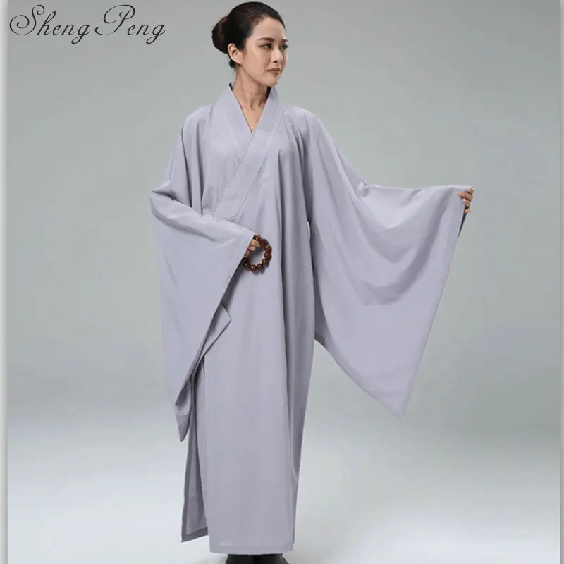 Женская однотонная одежда одеяния буддийских монахов Шаолинь монах униформа для