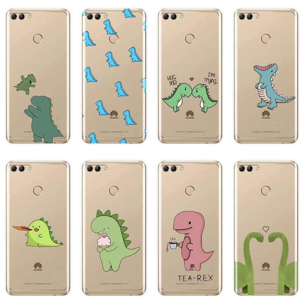 Kawaii динозавров Мягкий силиконовый чехол для телефона huawei Y3 Y5 Y6 II Y7 Pro задняя