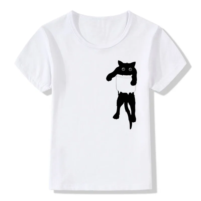 2019 детская забавная футболка с мультяшными черными кошками Летние повседневные