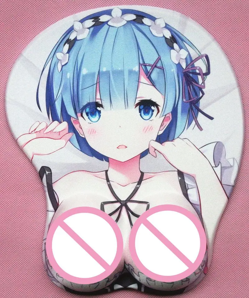 Re: Zero Rem Ram сексуальный большой аниме мягкая грудь 3D игровой коврик для мыши подставка для запястья Высота 3,2 см 2way ткань - Цвет: 2way fabric
