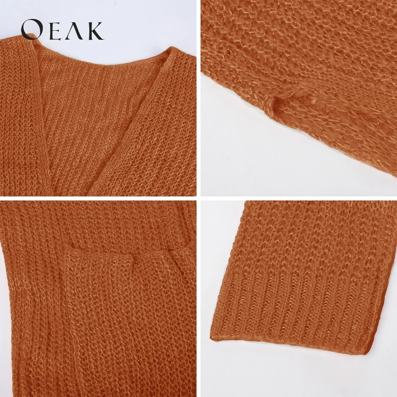 OEAK 2018 Autumn Winter Women Long Knitted Sweater Loose Sleeve Knitwear Cardigan Plus Size Female jersey mujer invierno |