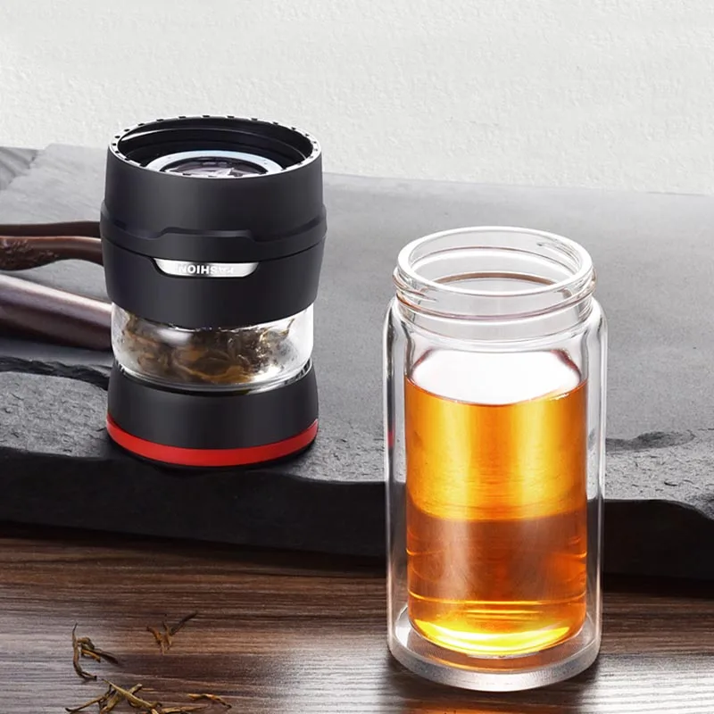 450ml прозрачный Стекло бутылка с Нержавеющая сталь фильтр термостойкие двойными