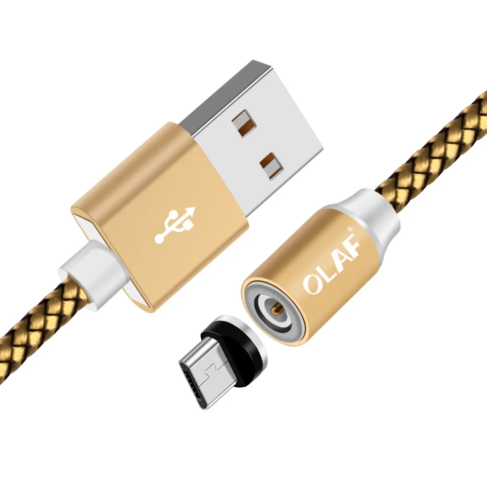 Gold Магнитный usb-кабель Олаф для iphone 7, 8 Plus, X, XR, XS, Max, светодиодный кабель Micro usb type-C для samsung S8, S9 plus, Note 9, 8 - Цвет: Gold