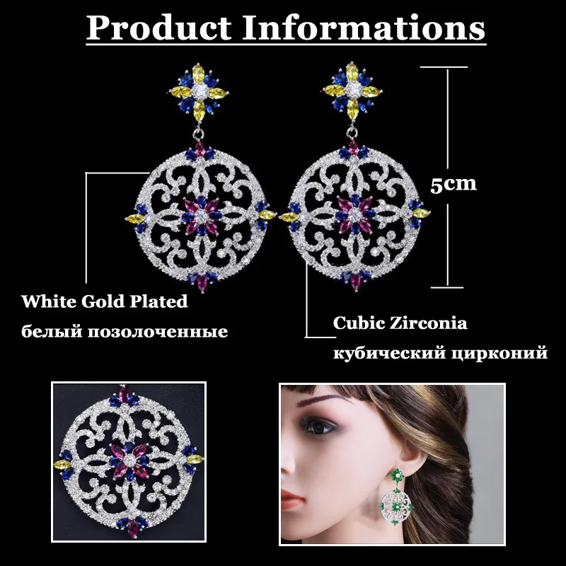 Женские винтажные серьги ThreeGraces круглые с кубическим цирконием цвета: желтый