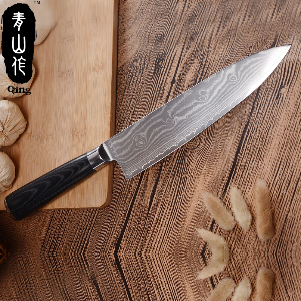 Японский дамасский нож QING 8 дюймов профессиональный шеф-повар для отеля