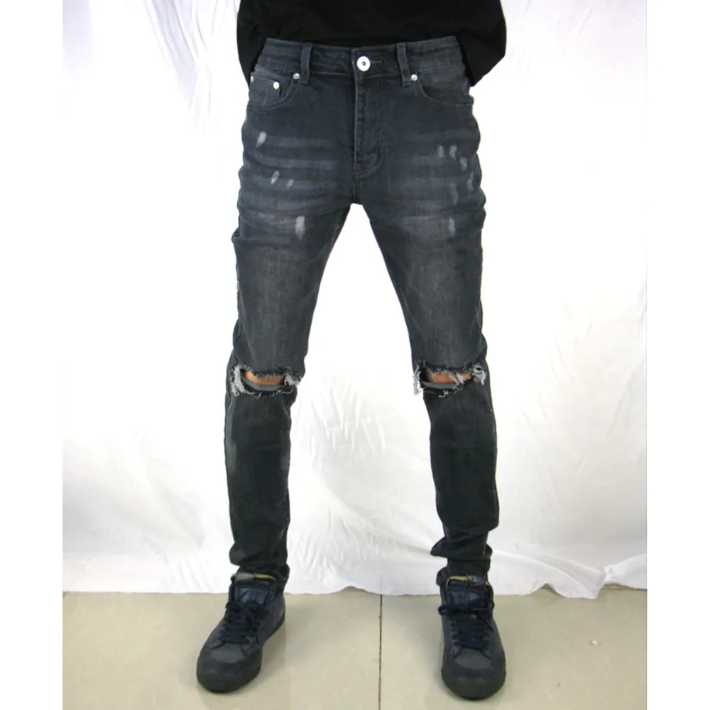 2019 винтажные новые модные брюки мужские облегающие джинсы уличная одежда рваные