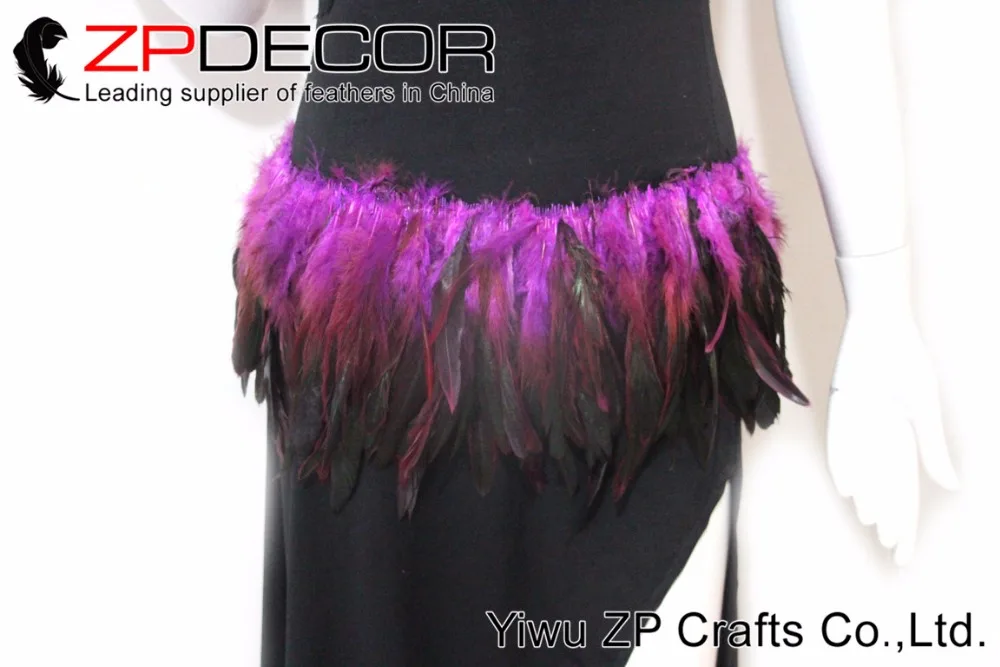 

ZPDECOR Rooster Feather 6-8inch Hand Select Wholesale Fuchsia Strung Rooster Schlappen Feathers for Costume Decoration