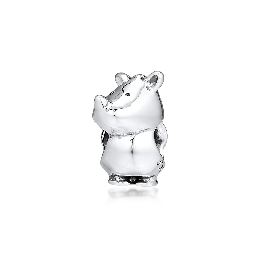 

DIY Подходит для Пандора амулеты Браслеты Rino Rhinoceros бусины 100% 925 пробы-серебро-ювелирные изделия Бесплатная доставка