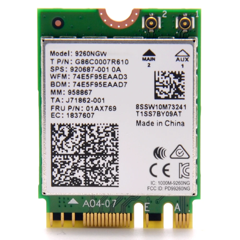 Беспроводной AC 9260NGW двухдиапазонный 802.11ac 1730 Мбит/с NGFF мини PCI E Wi Fi адаптер + Bluetooth 5 0