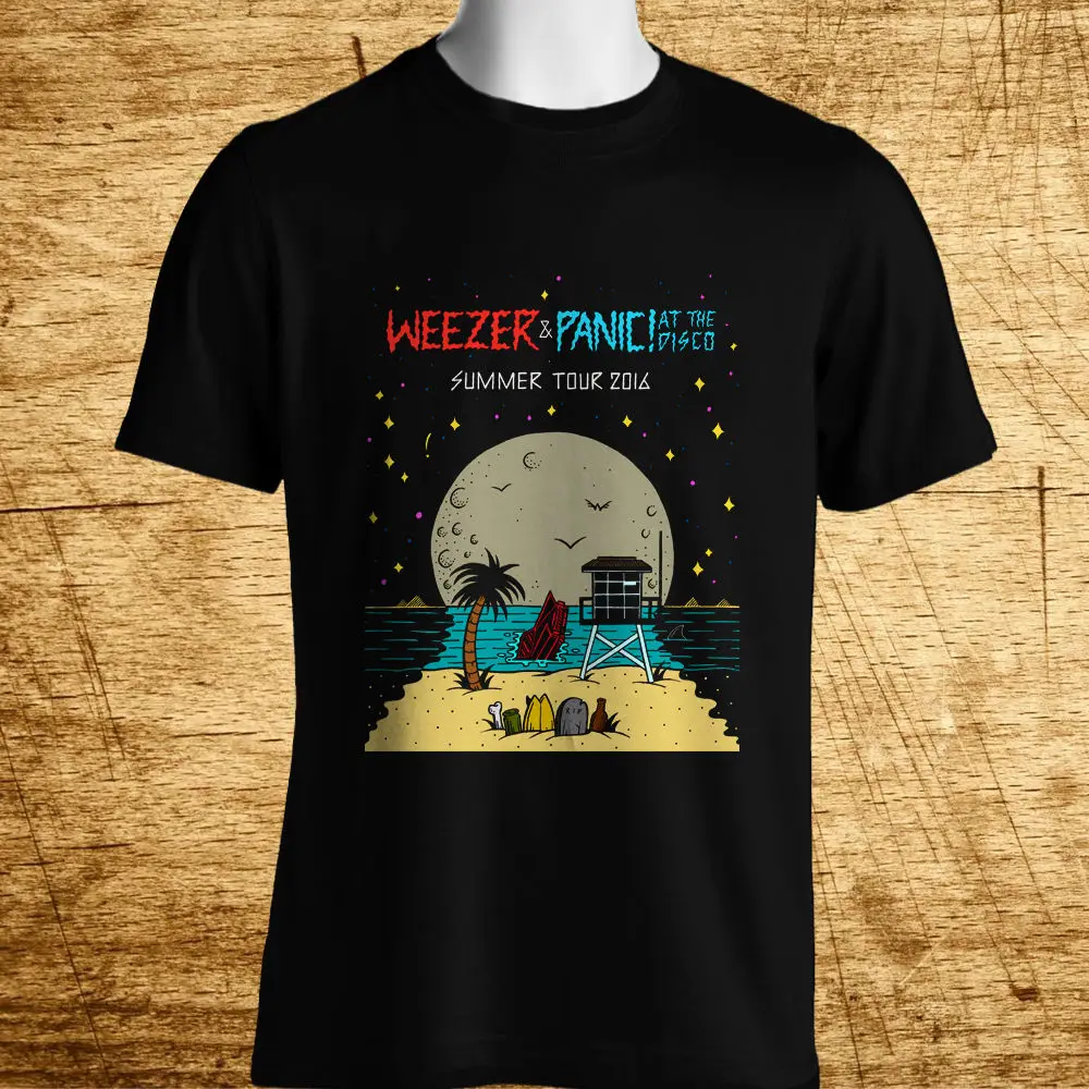 Новый WEEZER PANIC! Мужская черная футболка с логотипом &quotДиско тур&quot размер S 3XL