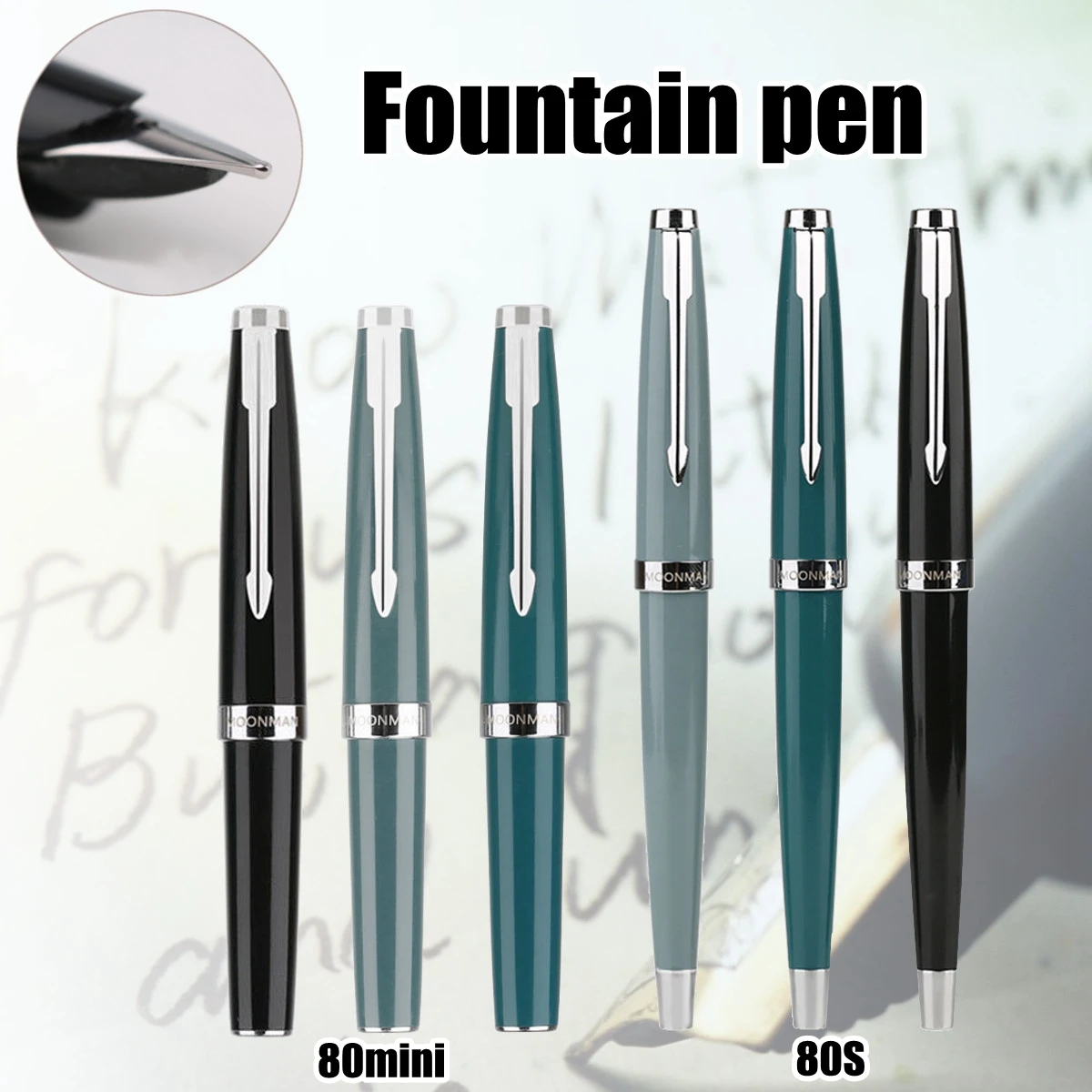 

MOONMAN 80s 80 MINI Pocket Fountain Pen Fine Nib Find Classic Series Pen Fountain Pen