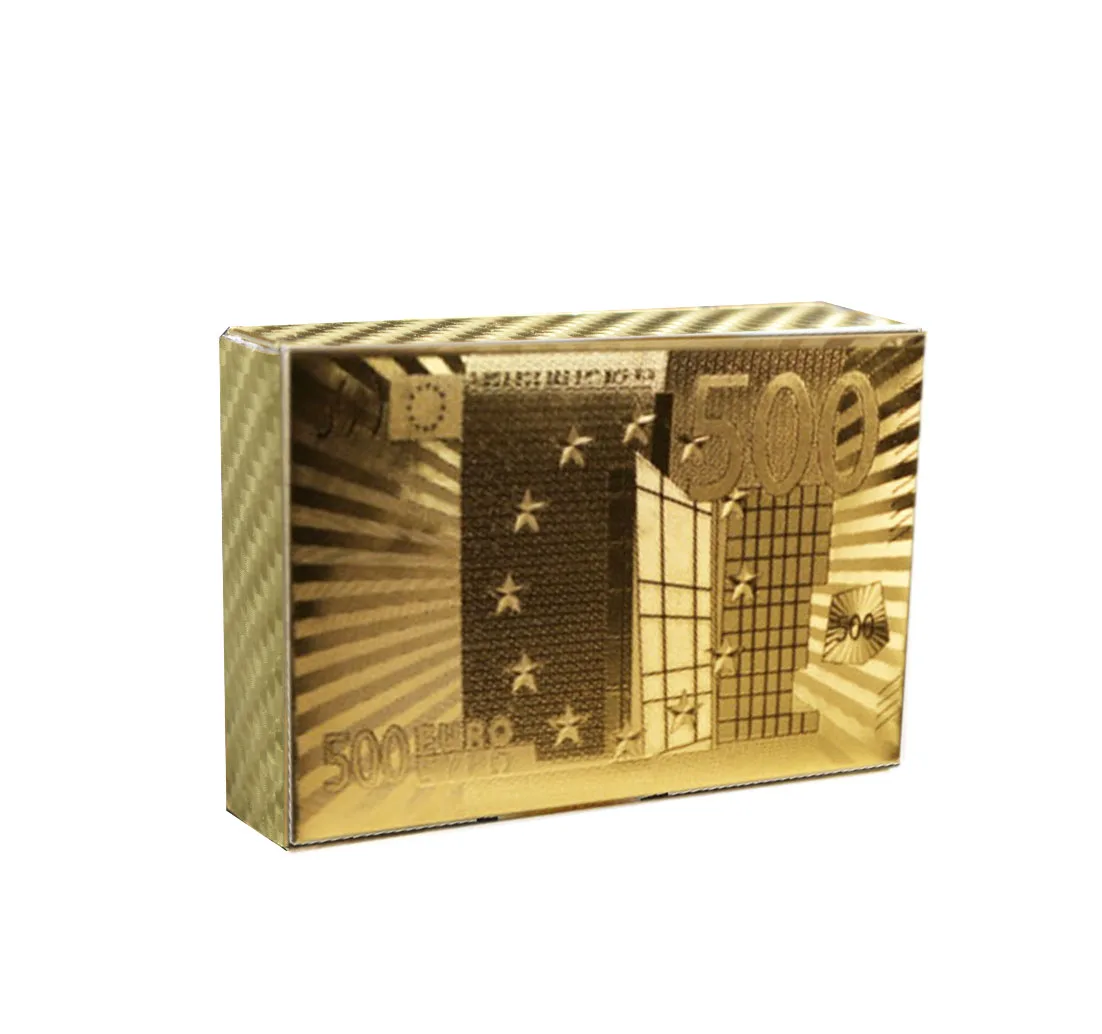 Праздничные сувенирные подарки 500 евро 24k Золотая фольга игральная карта одна