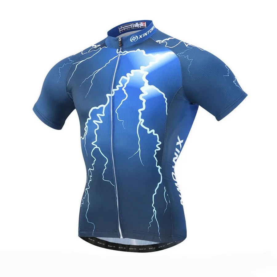 XINTOWN Men blue lightning Bike Team Cycling Jersey Sets Outdoor Roupa Ciclismo bicycle Clothing With Bib Shorts roupa | Спорт и