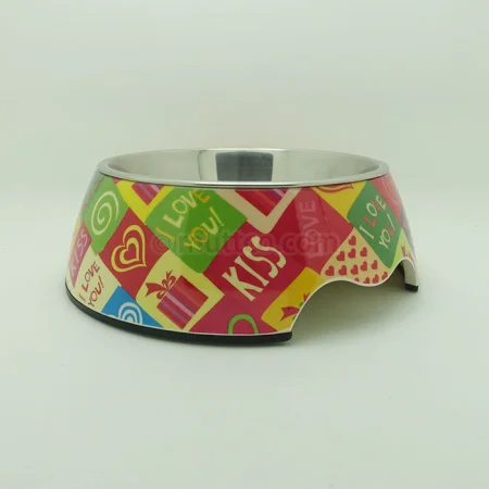 Съемная двойная противоскользящая меламиновая и миска из нержавеющей стали