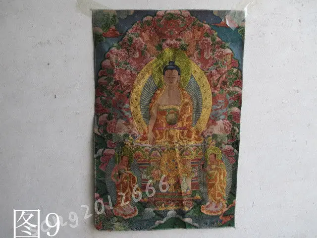

Tibet, silk embroidery thangka guanyin bodhisattva