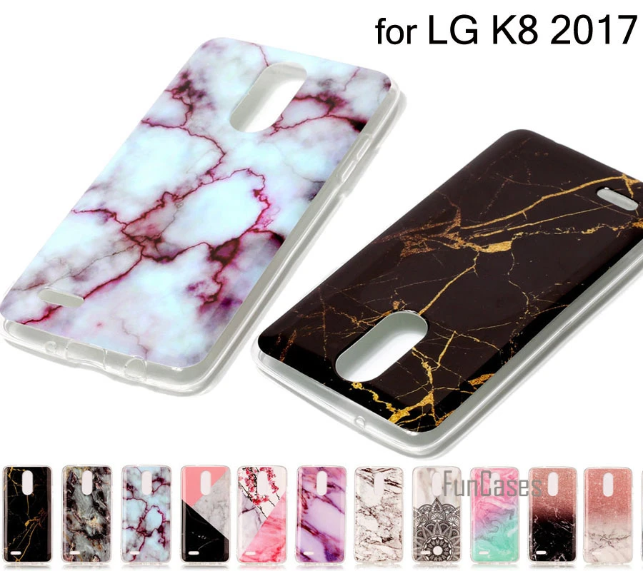 Мода 2017 г. Мрамор Стиль чехол для LG K8 и силикона с откидной крышкой камень рисунок