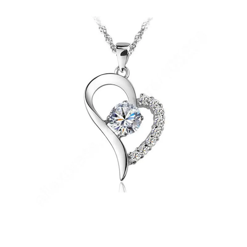 

Набор из ожерелья с подвеской в виде сердца из серебра 925 пробы с кубическим цирконием, аксессуар женские украшения