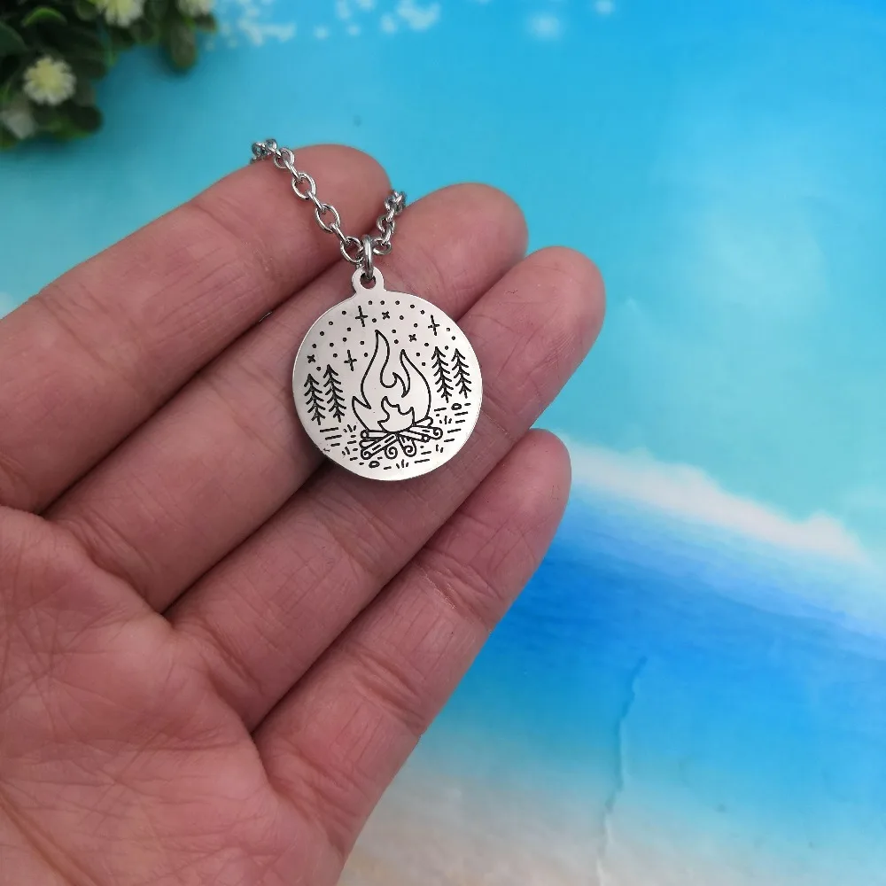 SanLan 1 шт ожерелье CAMPFIRE Camper Camp Fire Charm под звездами туристический шатер подарок для
