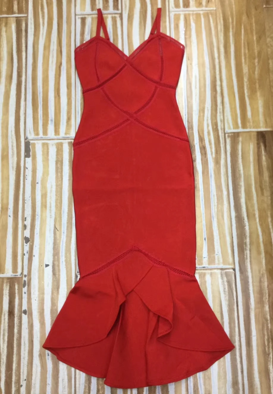 

2019 New Women Red Ruffles V-Neck Spaghetti Strap dress Bodycon Vestidos Celebrity evening Party Dress dropshipping