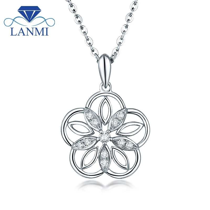 Ожерелье подвеска в форме цветка из белого золота 18 К|fine jewelry|gold diamond pendantdiamond pendant