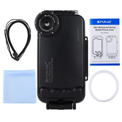 Black PULUZ для iPhone 8 и 7 40 м/130 футов водонепроницаемый корпус для дайвинга, защитный чехол для телефона, фото, видео, подводное покрытие, чехол - Цвет: Black