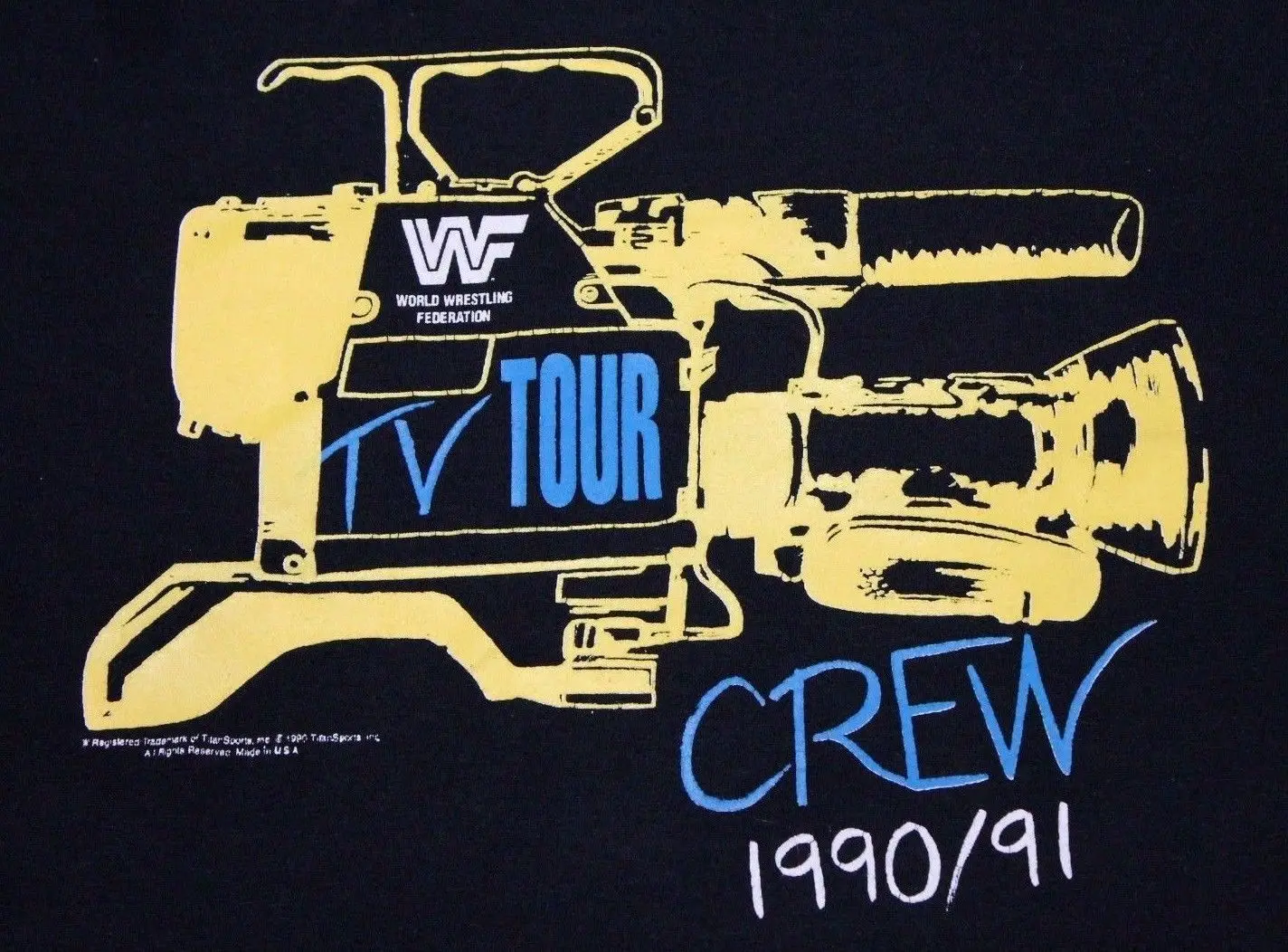 L * thin vtg 1990 борьба WWF tv tour crew screen stars футболка 24 138 крутая Повседневная для мужчин