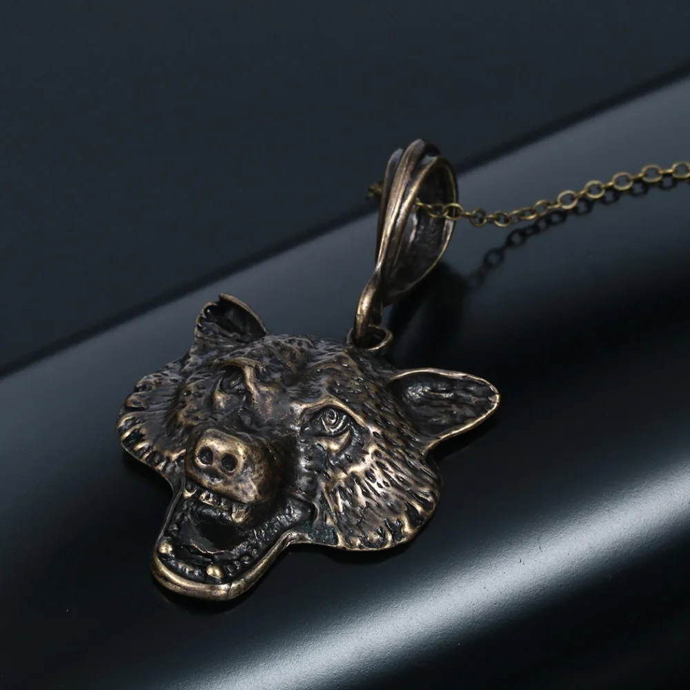 Винтажный ошейник с цепочкой для мужчин и женщин аксессуар в форме лица волка