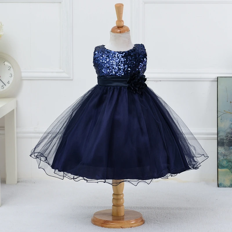 dark blue It's Yiya/Платья с цветочным узором для девочек 11 цветов, длинное платье для девочек без рукавов с круглым вырезом, пышные платья Vestidos De Noches Para Ninas 067 - Цвет: dark blue