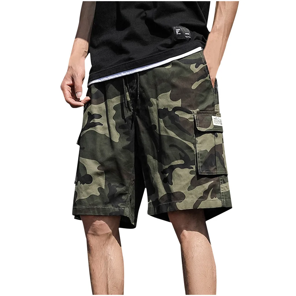 A Men's Summer Fashion Simple Wild Outdoors Casual Camouflage Overalls Plus Size Sport Shorts Loose Mid Pants Calcoes casuais 50 - Цвет: A