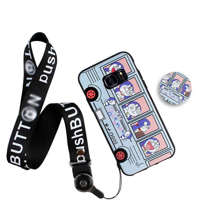 Мультяшный чехол для Samsung s10 телефона Doraemon Galaxy S10 plus мягкий S10lite S7 edge + держатель