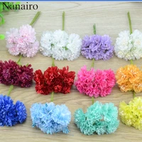 6pcslot cheap mini artificial silk rose flowers bouquet for home wedding decoration diy scrapbooking gift box craft fake flower