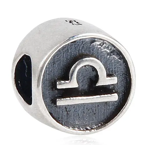 Libra Zodiac Sign Choruslove, Знак зодиака, шарм, подлинный 925 пробы, серебряный, с горлом, подходит для Пандоры, амулеты, религиозная серия, браслет, сделай сам, ювелирное изделие - Цвет: Libra Zodiac Sign